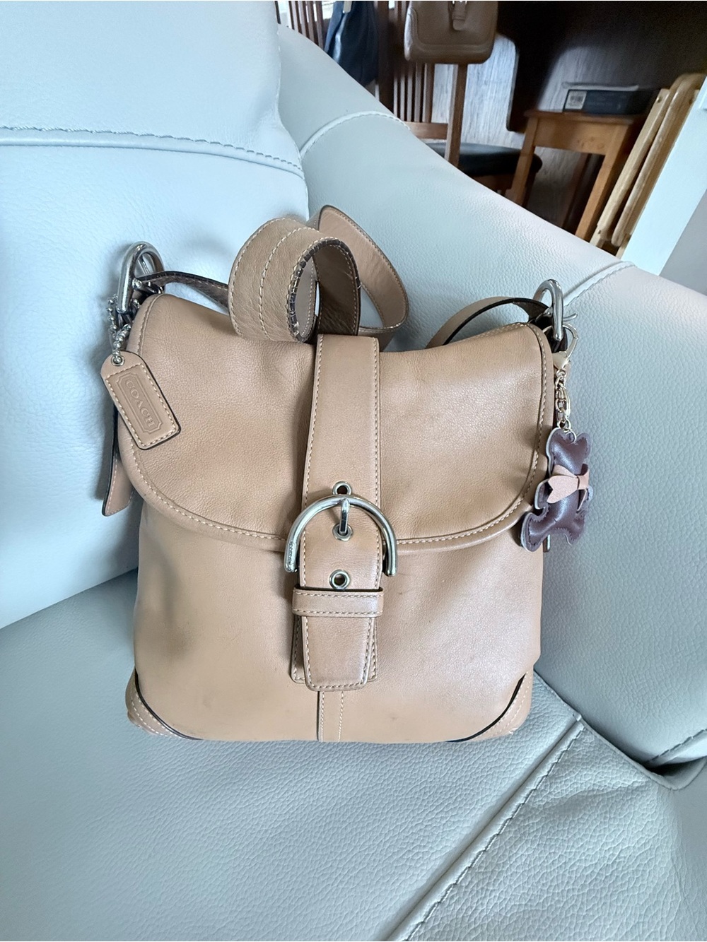 Coach Tan Leather Crossbody with Silver hardware. - Picture 10 of 12